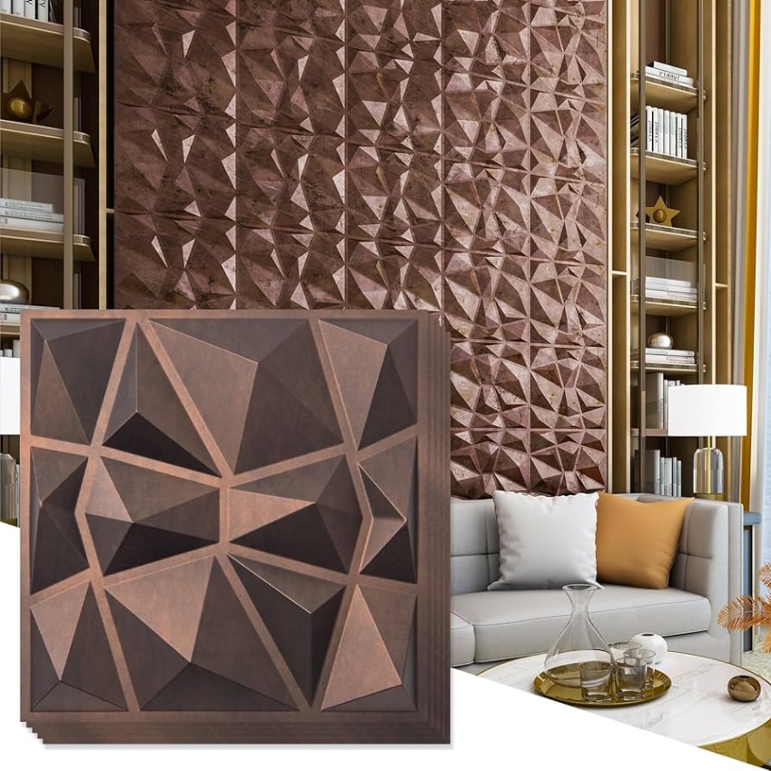 3d wall decorative panels Bulan 1 Artd Decorative D Wall Panels in Diamond Design, "x" Antique Copper  ( Pack)