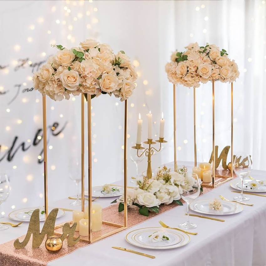amazon table decorations Bulan 2 Sziqiqi Centerpiece Table Decorations for Weddings - Wedding Decoration for  Ceremony Modern Rectangular Flowers Arrangements Display Rack for T-Stage