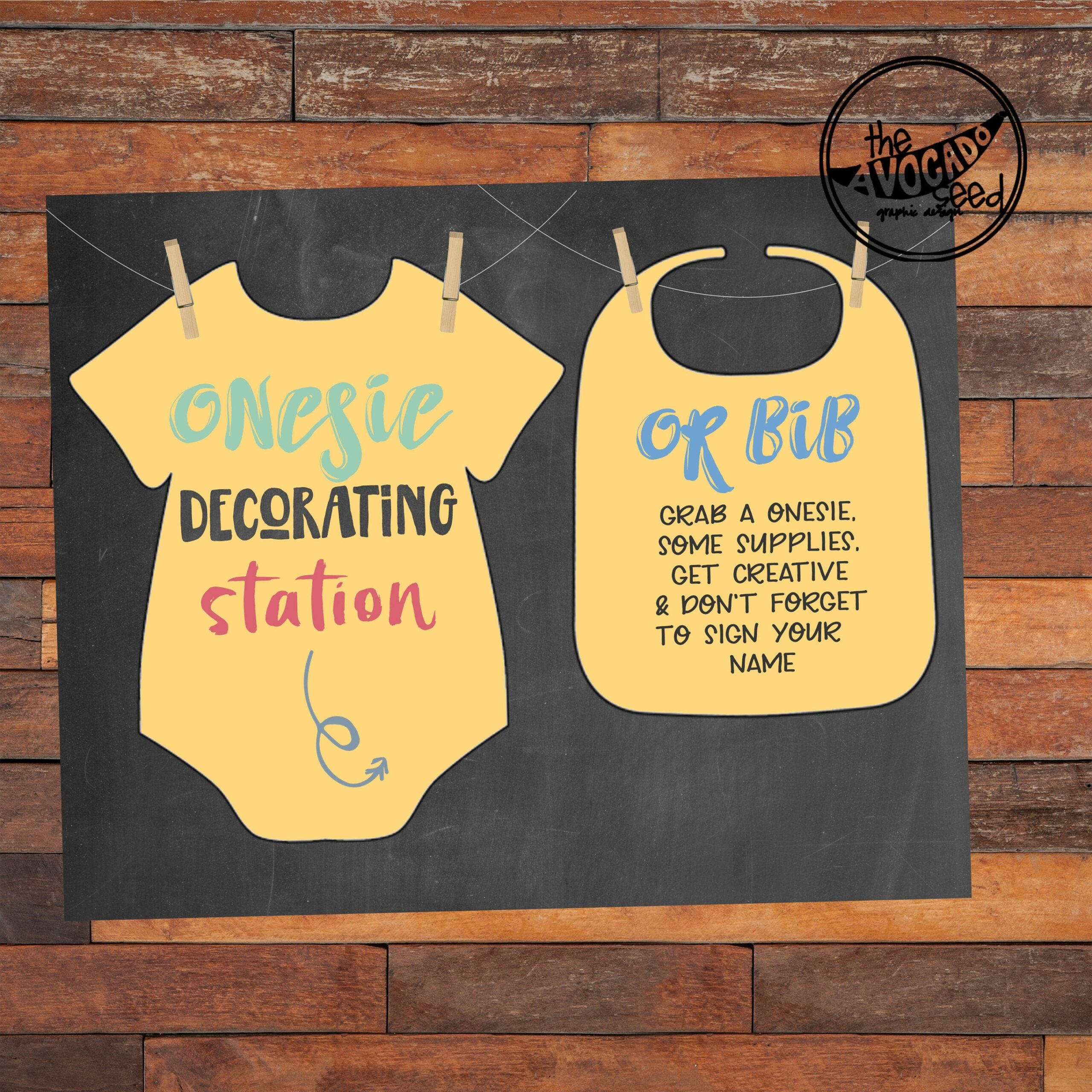 baby shower onesie decorating Bulan 3 Onesie or Bib Decorating Station - Baby Shower Sign - DIY Printing -  INSTANT DOWNLOAD -  Sizes