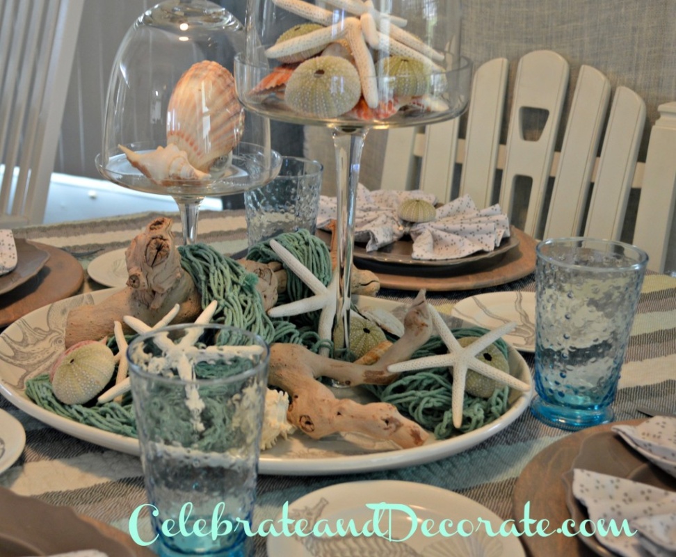 beach theme table decor Bulan 4 Create a Coastal-themed Luncheon - Celebrate & Decorate