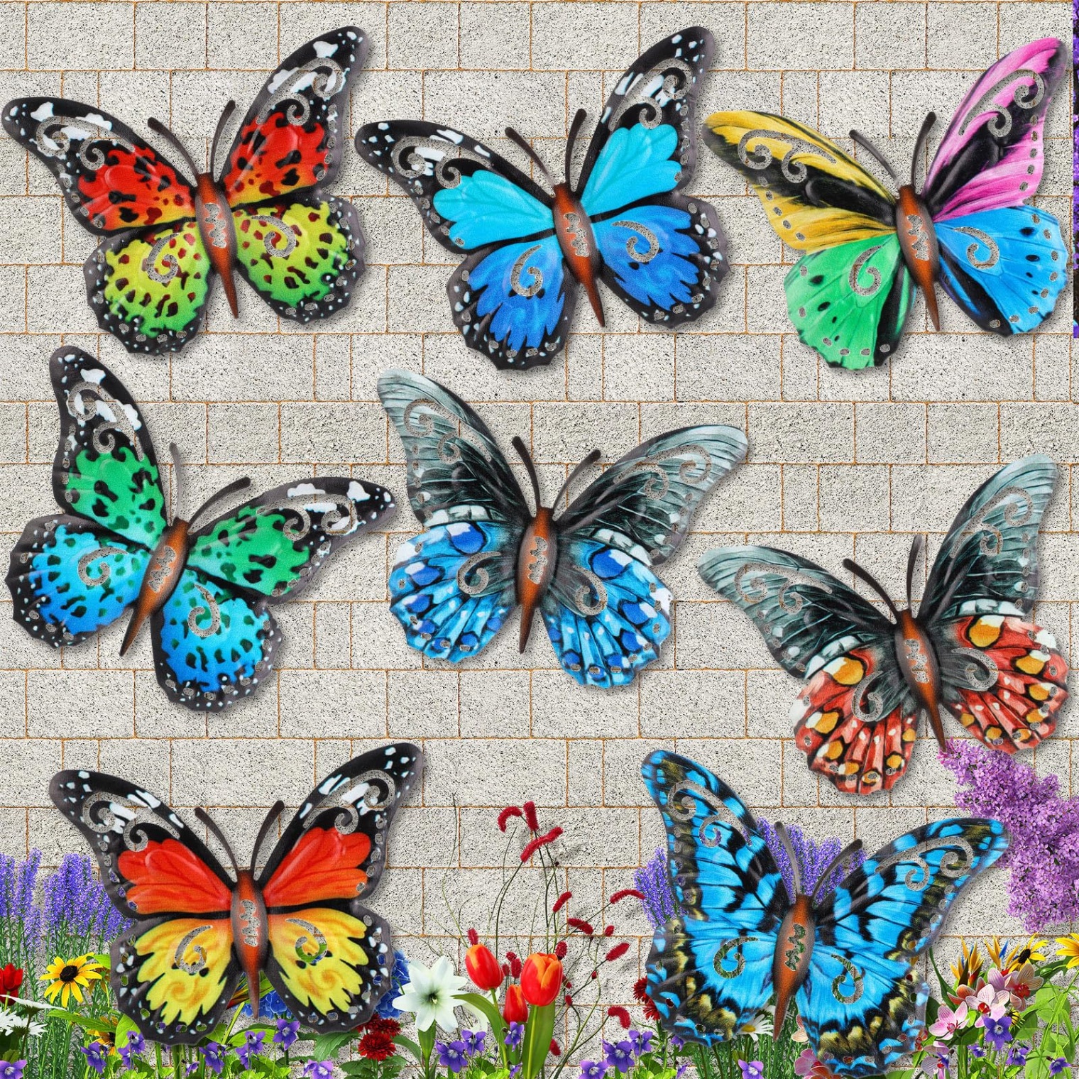 decoration butterfly wall Niche Utama Home  Pieces Metal Butterfly Wall Art Decor, D Butterfly Hanging Wall Decor  Sculpture for Balcony Patio Living Room Garden Outdoor Fence Decoration