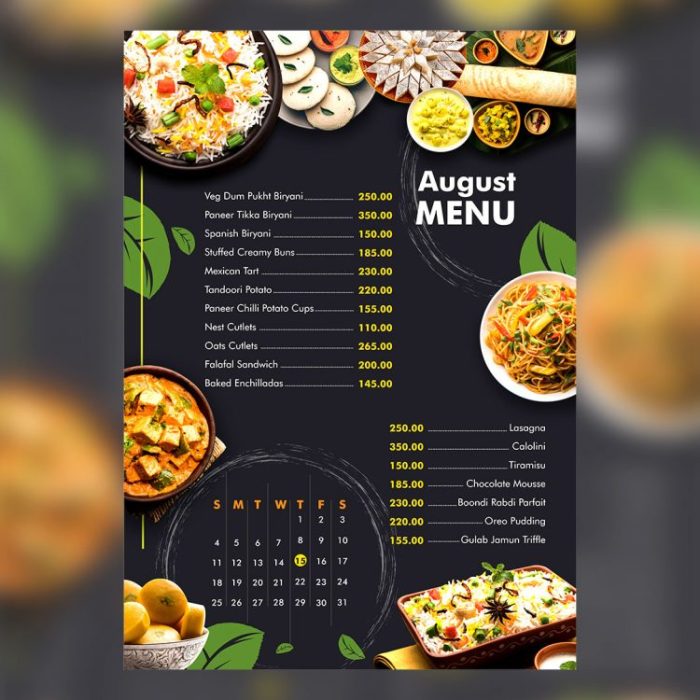 Menu card