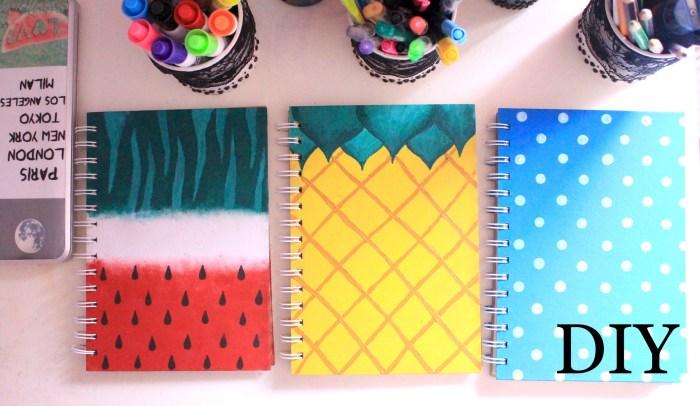 Notebook cover diy painting dip save sponges paints amd use two small